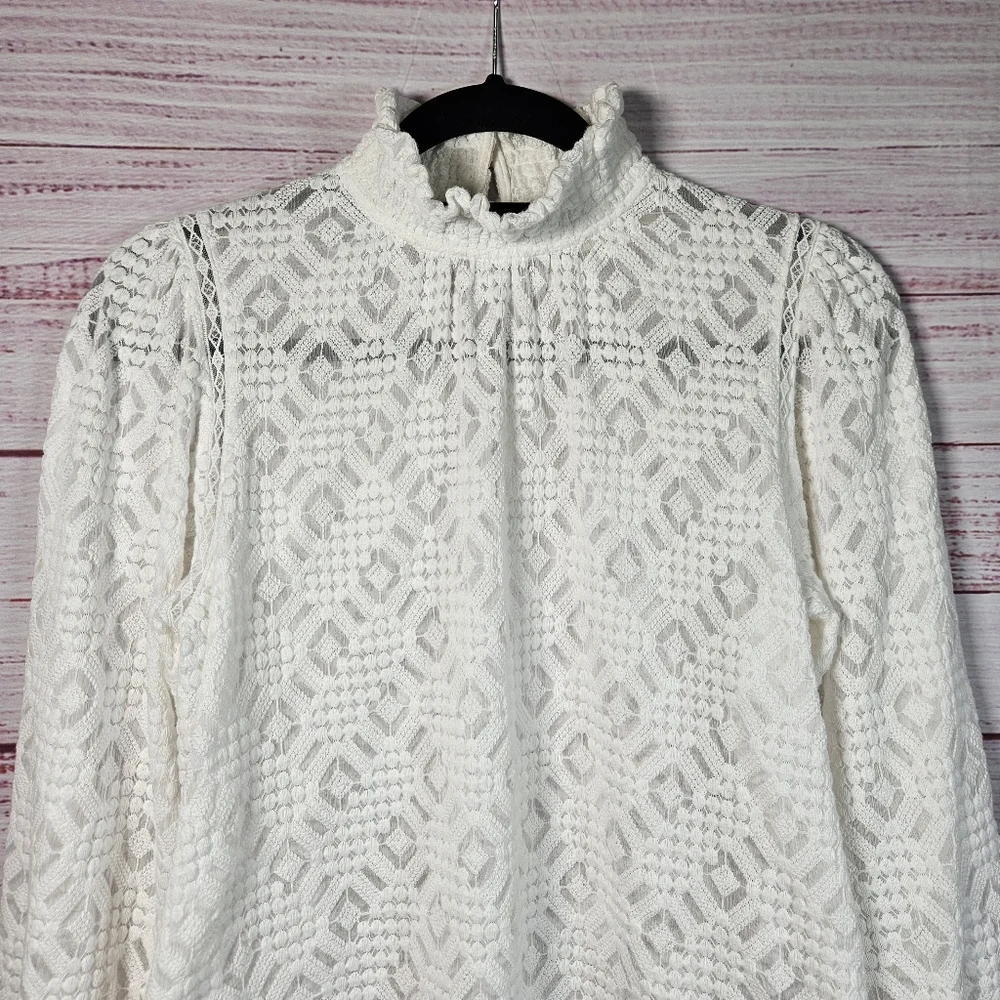 Sezane Shona White Lace Long Sleeve Blouse - Picture 5 of 15